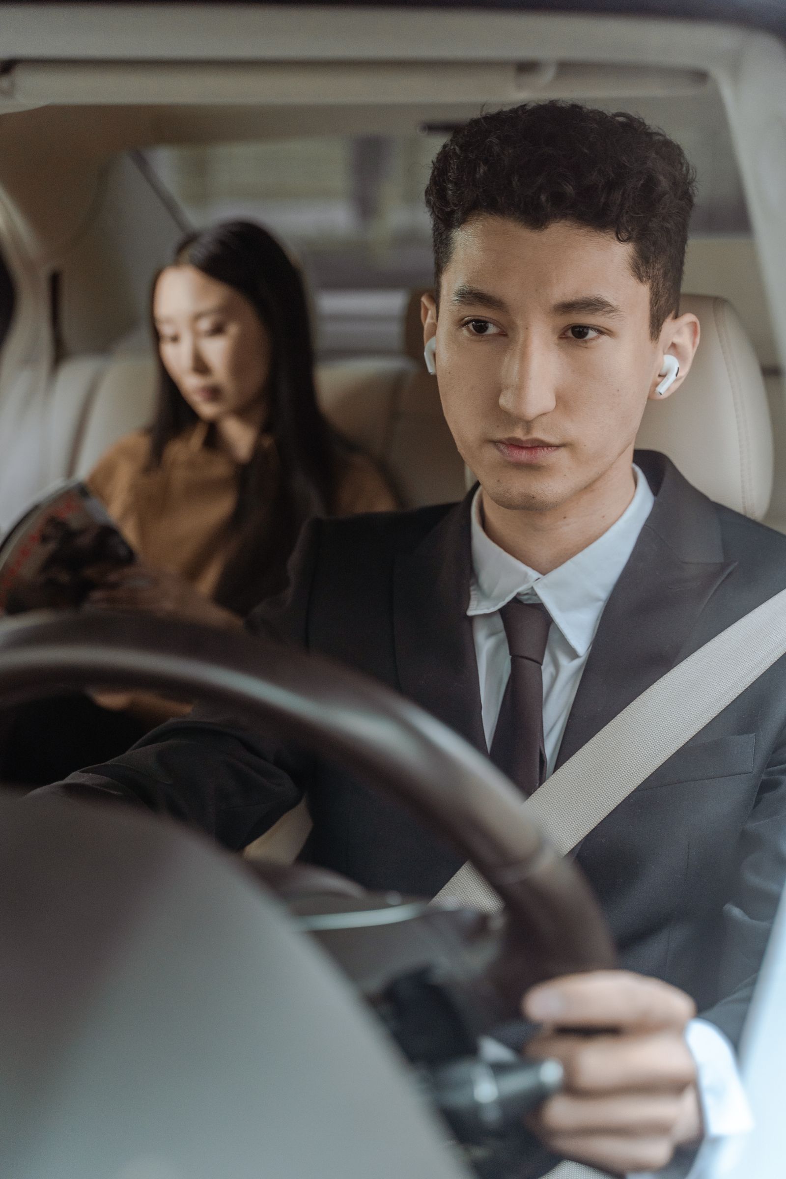Professional driver with executive passenger on a full-day trip